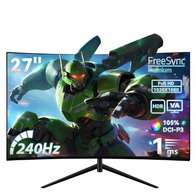 Moniteur de jeu incurvé 27- pouces, 240 hz, Full HD, sans cadre, Freesync, ports Dp et HDMI (noir)